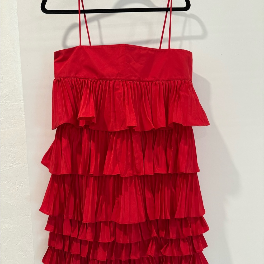 Alexis Vibrant Red Layered Kids Dress